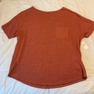 Red Boyfriend Tee with Pocket Detail